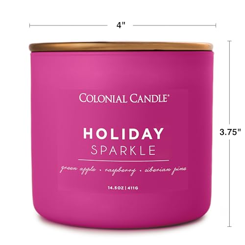 Colonial Candle Holiday Sparkle Scented Jar Candle - Purple, 14.5 oz, 3 Wick, Up to 60 Hours Burn - Variation of Holiday Sparkle / 14.5 oz