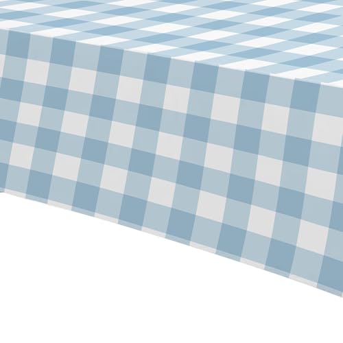 Light Blue Gingham Tablecloth Set - 3 Pcs, 55 x 86in