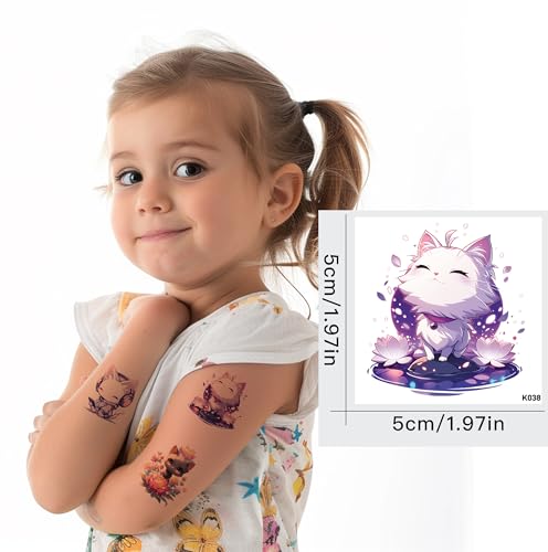 VERKSTAD 70 Sheets Kids Temporary Tattoos Waterproof Animal & Butterfly Stickers
