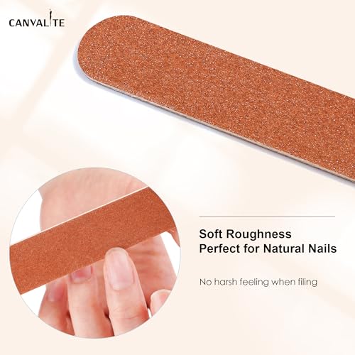 CANVALITE 180 Grit Large Emory Nail Files 12PCS - Thin Natural Nail Care Tools