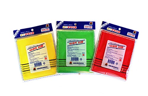 HMI Korean Bath Towel Washcloths - Red & Yellow (4pcs)