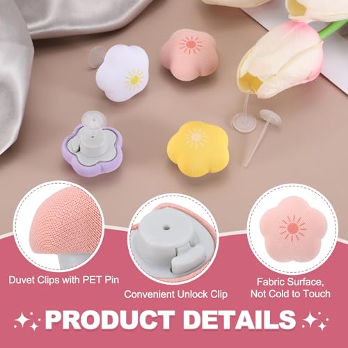 Purple Flower Shape Duvet Clips - 6Pcs Soft Pin Comforter Holders