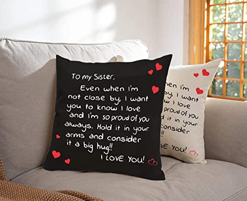 Sister Pillow Cover - Double-Sided Love Message, 18x18