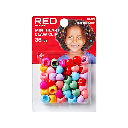 RED by Kiss Mini Hair Claw Clips 36-Piece Colorful Plastic Hair Barrettes