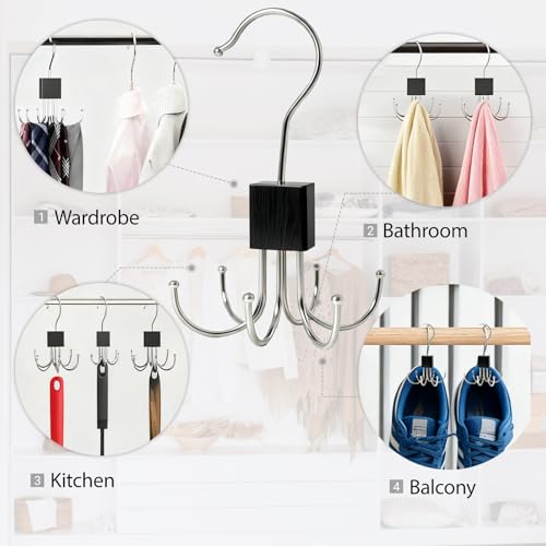 Metal Belt Hanger Organizer - 2PCS Rotating Closet Hooks