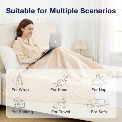 Electric Heated Blanket Throw 50x60 with 9 Heat Levels & Auto Shut-Off