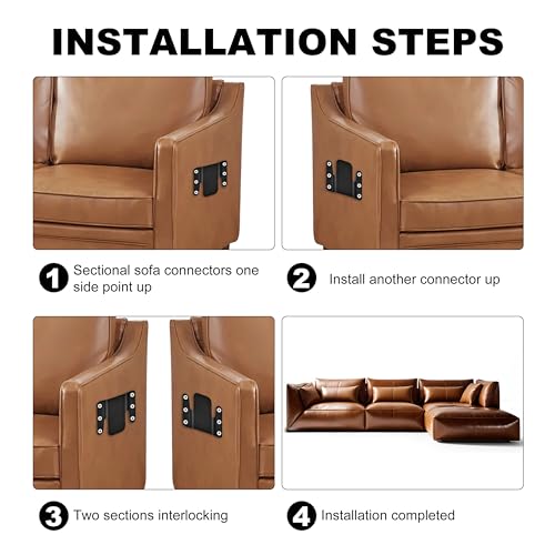 Eunenete Heavy-Duty Sectional Sofa Connector Brackets, 2.95"x2.6", 4-Pack