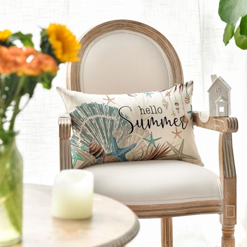 Ocean Starfish Throw Pillow Cover, 12x20 Inch Polyester for Summer Decor
