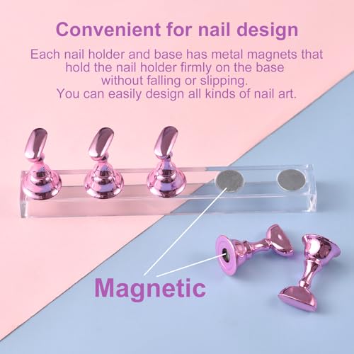 Siyuwuro 2 Sets Magnetic Nail Practice Stand for Press on Nails Art Display