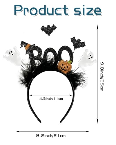Halloween Headband with BOO Text Ghost Pumpkin and Bats