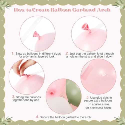 Sage Green & Pink Balloon Arch Kit - 128 Pcs for Baby Showers & Parties