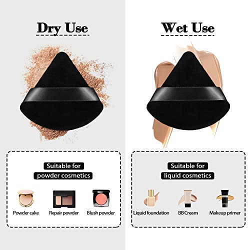 RAREIUS 8-Piece Triangular Velvet Makeup Powder Puffs for Foundation and Contouring