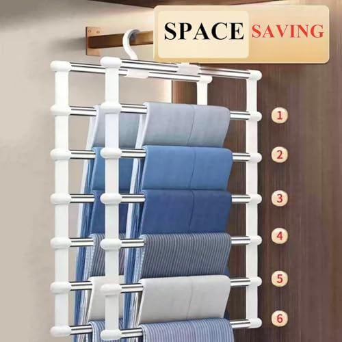 Cloud Ladder Pants Hangers - 6-Tier Space Saving Closet Organizer, 2 Pack