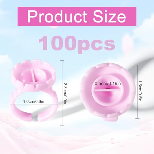 NXJ INFILILA 100PCS Disposable Lash Glue Rings for Eyelash Extensions V-Groove