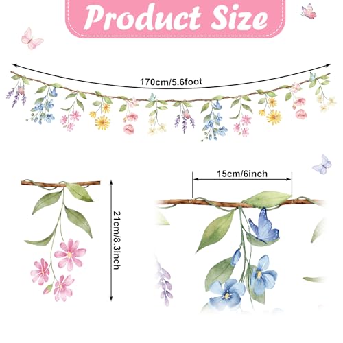 Wildflower Garland 2 Pack - Natural Flower Party Decorations, DIY Garden & Baby Shower Decor