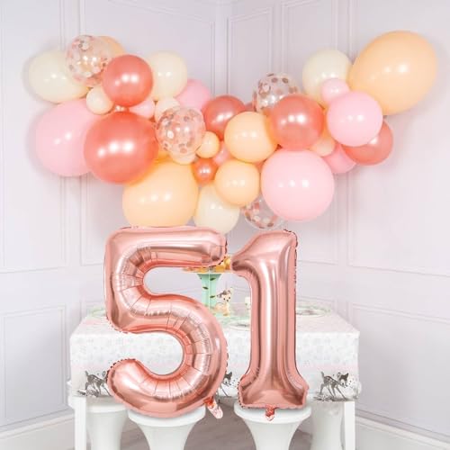40 Inch Rose Gold Number 51 Balloon for Birthday & Wedding Decor
