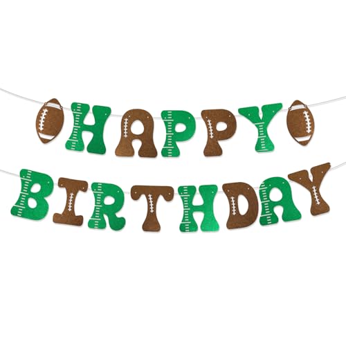 Football Birthday Banner - Pre-Strung Glitter Party Decoration