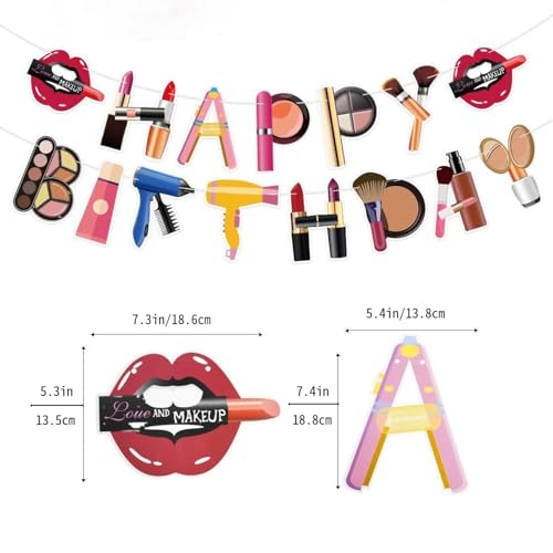 Makeup Birthday Party Decorations Set - Happy Birthday Banner & Balloons