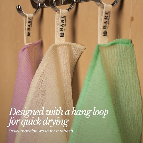 Bare Botanics Extra Long Exfoliating Shower Towel 2-Pack