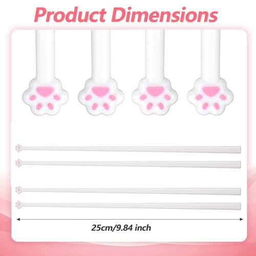 Cute White Cat Paw Chopsticks - 4 Pairs of Reusable Utensils