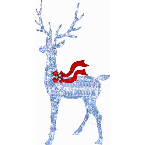 72-Inch LED Iridescent Reindeer Decoration with Lights - Indoor Outdoor Christmas Yard