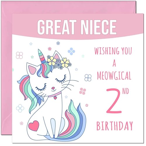 Funny Cat Birthday Card for Great Niece - 2nd Birthday