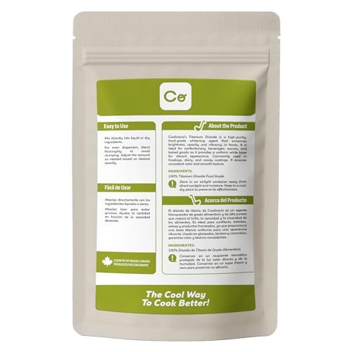 Coolinario Food Grade Titanium Dioxide Powder - 4 OZ for Bright Confections & Sauces