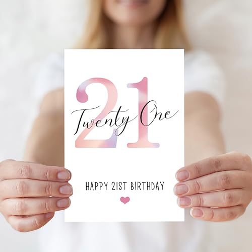 21st Birthday Greeting Card for Her ZN203 - Luxury Linen Cardstock