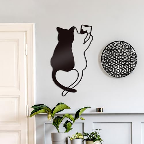 Black Metal Cat Wall Art - Cute Kittens Home Decor