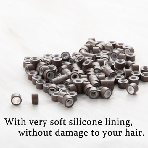 ONEYTRE 1000 Pcs Silicone Beads for Hair Extensions - Micro Links Rings
