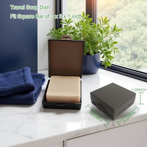 Travel Soap Dish with Lid - Transparent Black, Compact & Leak-Proof