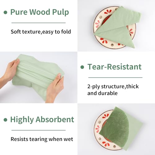 Sage Green Cocktail Napkins - 100 Pack, 2-Ply 5x5 Inch Disposable
