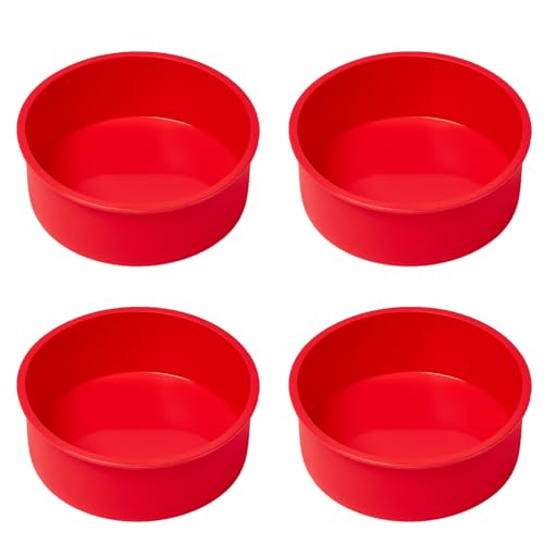 saphe 6 Inch Silicone Cake Pans - Round Non-Stick Baking Molds, Set of 4