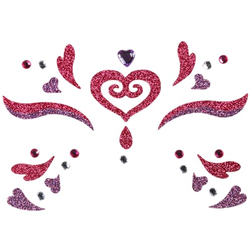 Valentine Face Gems Stickers Red Heart Lip Crystal Rhinestones 2 Sheets