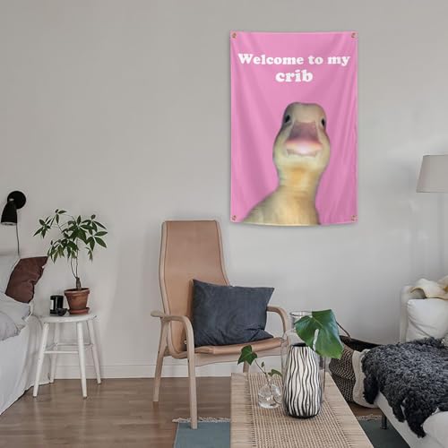 Funny Duck Flag Tapestry 2x3 FT - Durable Wall Decor for Men’s Cave