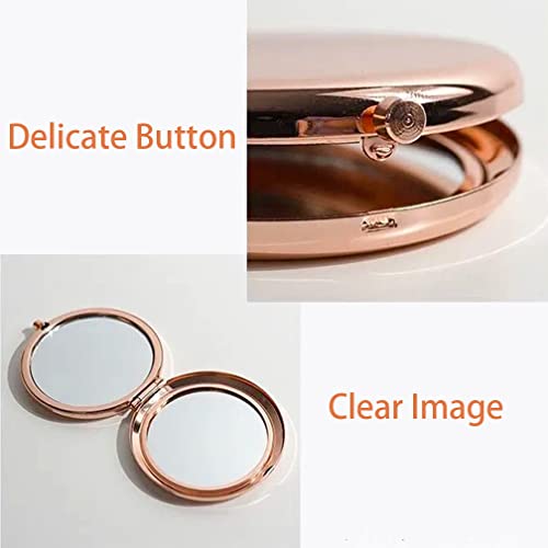 Compact Pocket Makeup Mirror - 2.75 Inch Gold Travel Mirror with 1X/2X Magnification