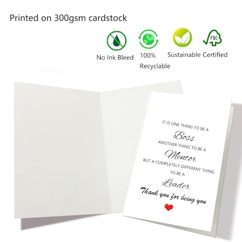 Boss Appreciation Greeting Card with Envelope - Mentor & Leader Gift