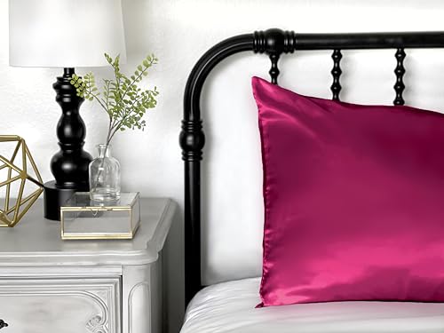 Morning Glamour Satin Pillowcase for Hair & Skin - Standard/Queen, Fuschia