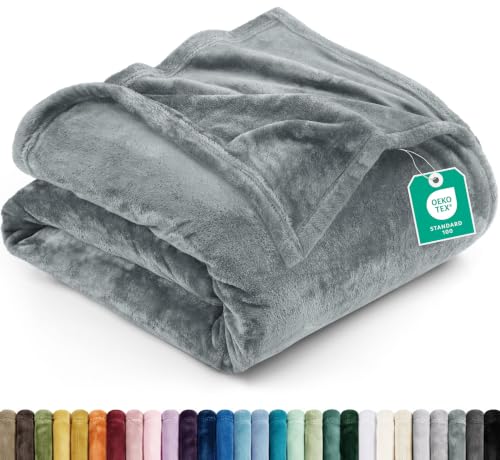 Utopia Bedding Soft Fleece Blanket Full Size Ash Grey 90x84