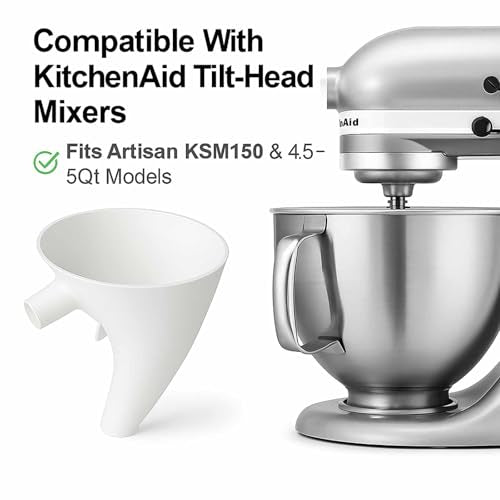 Flour Funnel Attachment for KitchenAid Tilt-Head Mixers - White