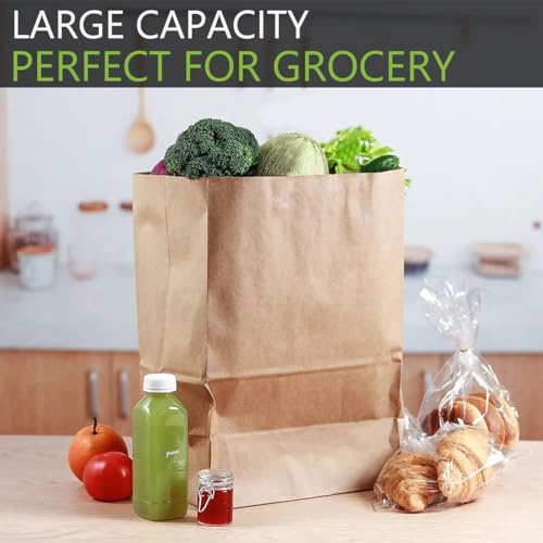 15 Pack Medium Kraft Paper Grocery Bags 12.9x5.5x9.8 inch, Eco-Friendly, 52LB Capacity