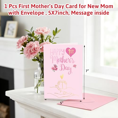 Happy First Mother's Day Card for New Mom - 5x7 with Envelope