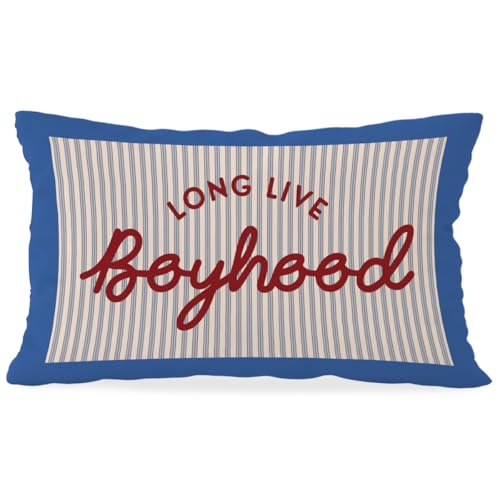 Long Live Boyhood Throw Pillow Cover 12x20 for Kids Room