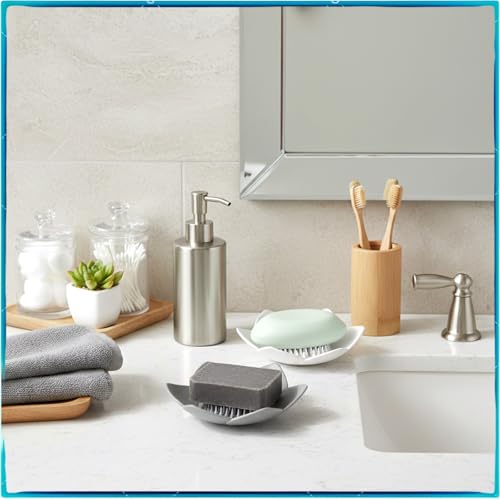 Lotus Silicone Soap Dish Set - 2 PCS Self-Draining Shower Tray