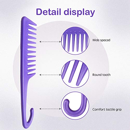 Wapodeai Wide Tooth Detangling Hair Comb for Curly and Thick Hair (Purple)