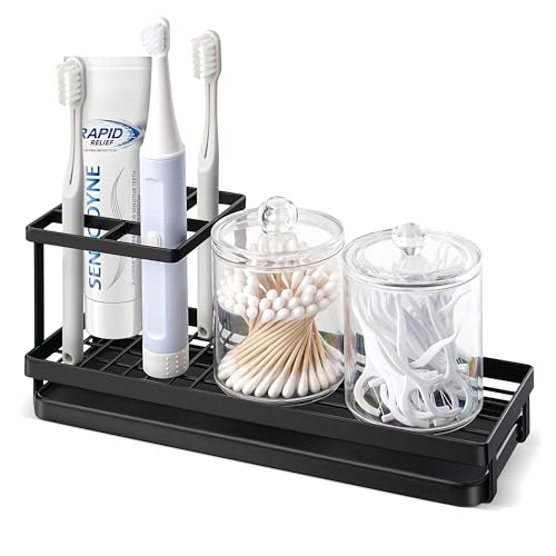 Metal Toothbrush Holder with Drainage - 4 Slot Bathroom Organizer