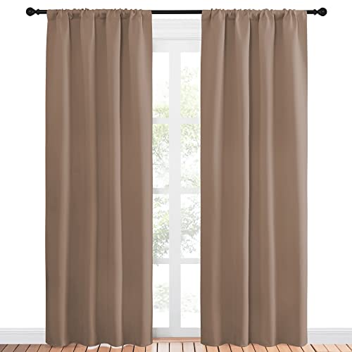 NICETOWN Blackout Curtains - 42x84 Inch Rod Pocket Drapes, Cappuccino (2-Pack)