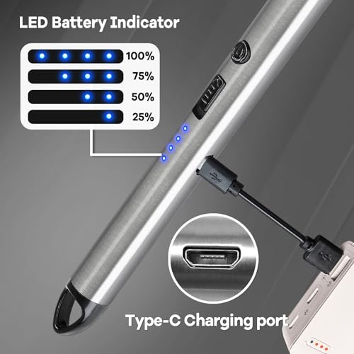 3 Pack Candle Lighter Electric Rechargeable Arc Windproof Lighters Flexible Neck Long Rotate 360 Plasma Lighter USB Flameless Lighters Candles Grill BBQ