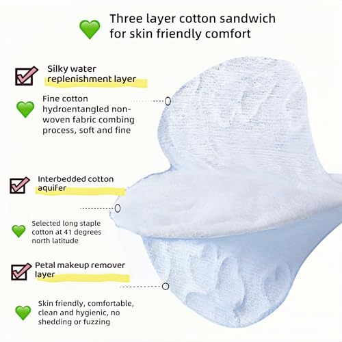 FANBODTA 100% Organic Cotton Rounds 150 Count - Soft Lint-Free Makeup Remover Pads