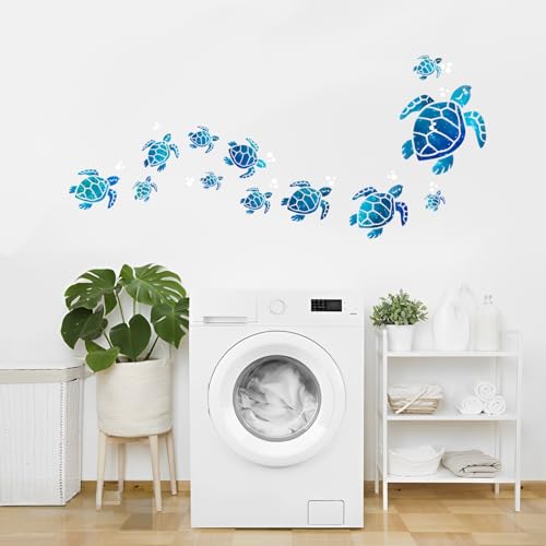 12 Pcs Sea Turtle Wall Decals - Vinyl Ocean Stickers for Home Decor